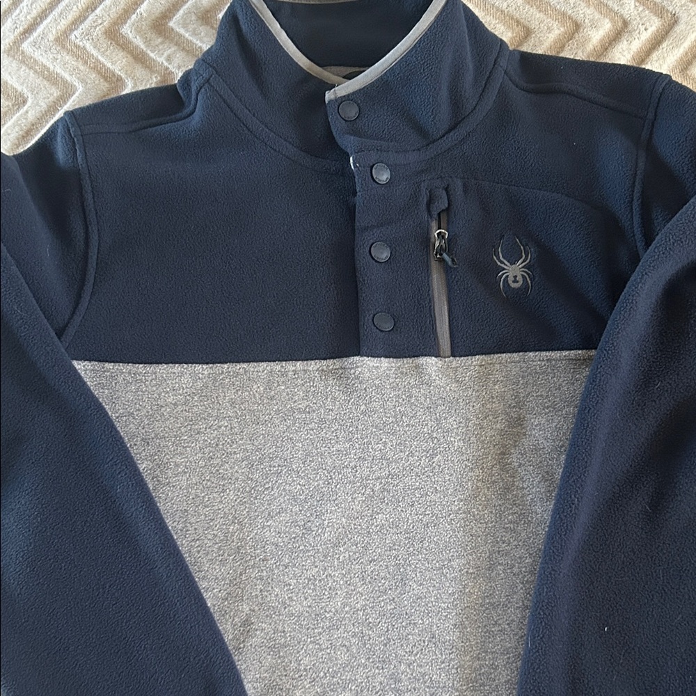 Spyder Navy and Heather Gray Colorblock Fleece Pullover